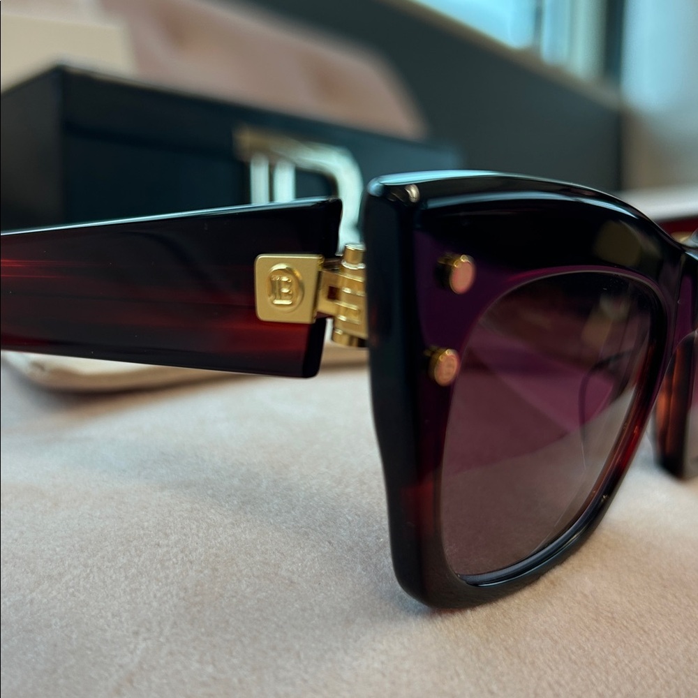 Balmain Paris Sunglasses Tortoise Shell With Gold… - image 4